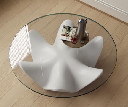 Modern coffee table round glass coffee table