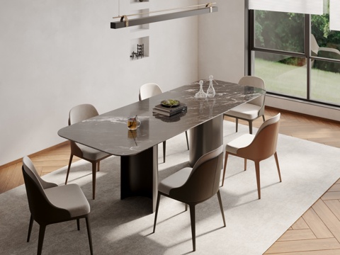 Modern Rock Board Dining Table and Chair