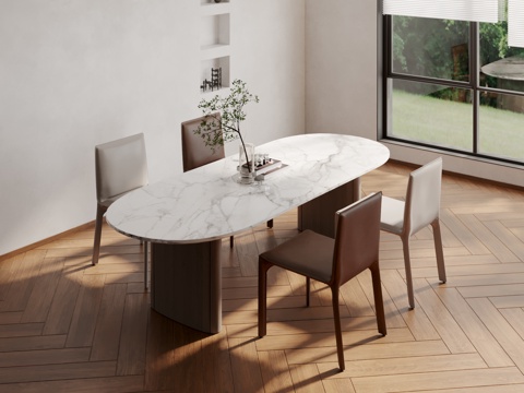 Modern Rock Board Dining Table and Chair