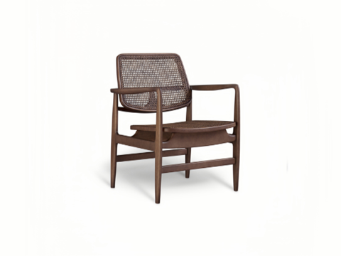 Neo-Chinese Style Solid Wood Rattan Chair