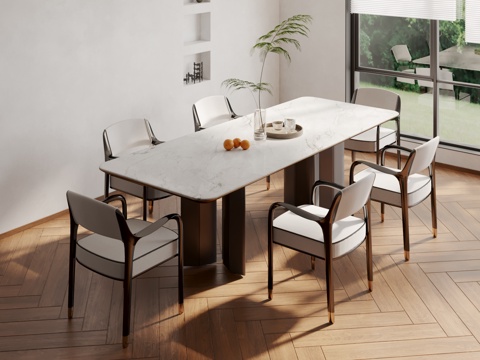 Modern Rock Board Dining Table and Chair