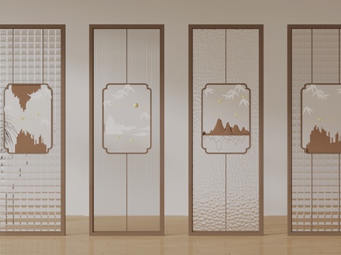 Neo-Chinese Style glass partition