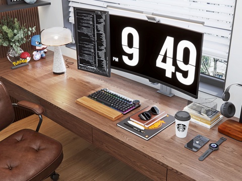 Modern computer screen keyboard desktop ornaments