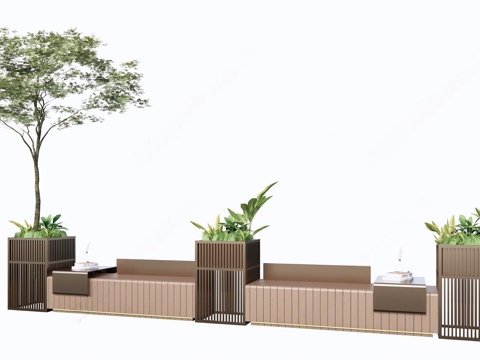 Modern outdoor landscape seat flower box public chair