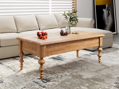 American Rectangular Coffee Table Solid Wood Coffee Table