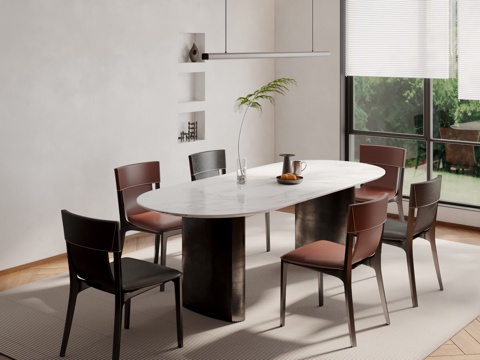 Modern Rock Board Dining Table and Chair