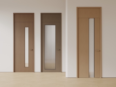 Neo-Chinese Style Single Door Bathroom Door Solid Wooden Door