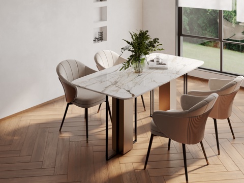 Modern marble dining table and chair