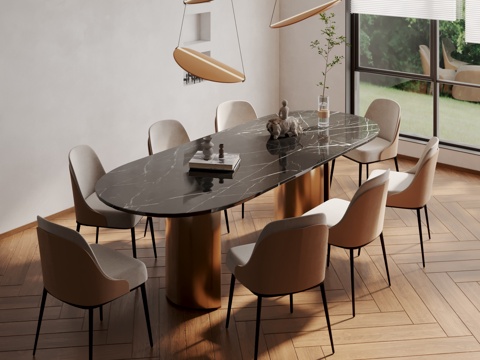 Modern marble dining table and chair