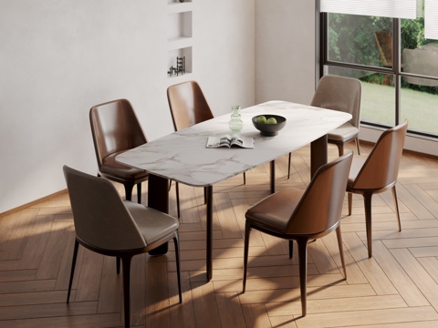 Modern Rock Board Dining Table and Chair