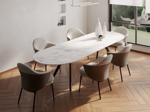 Modern Rock Board Dining Table and Chair