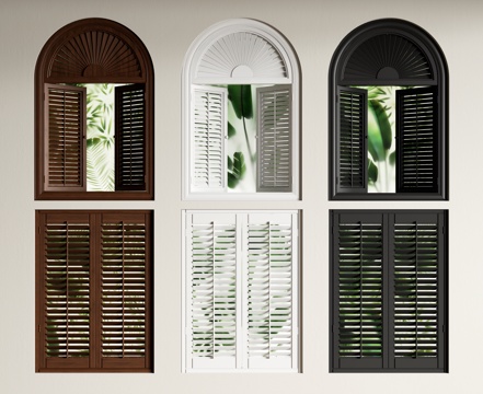 Mid-ancient casement window arch blinds