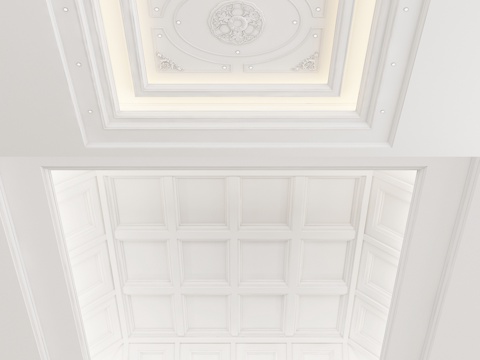 European-style ceiling with carved plaster