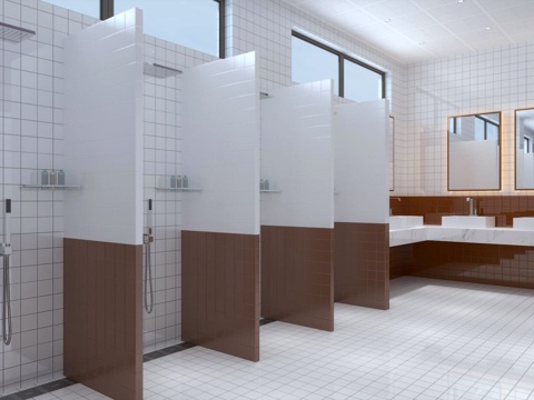 modern public bathhouse shower area