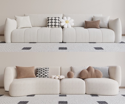 Cream style double sofa