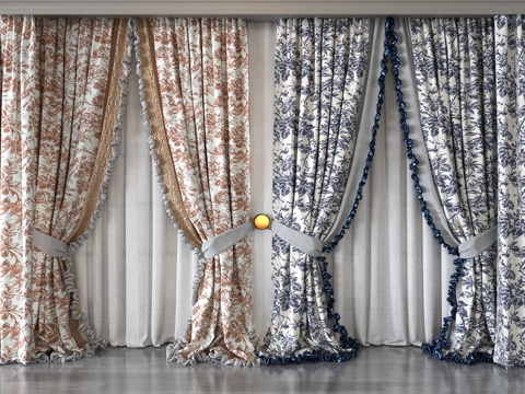 Modern floral fabric curtains