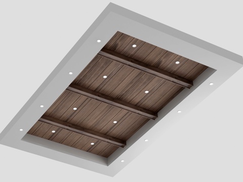 Quiet wood beam ceiling