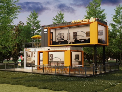 Modern container exterior outdoor cafe