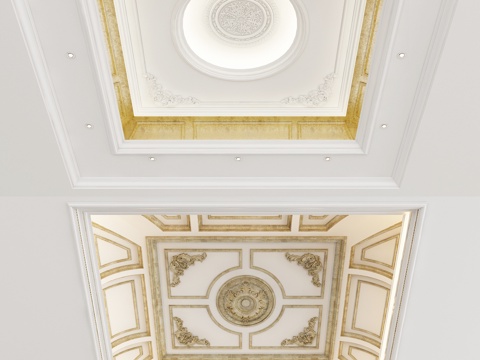 European-style carved ceiling