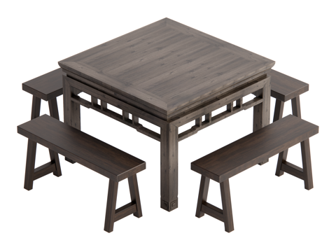 Chinese-style Eight Immortals Table Dining Table and Chair