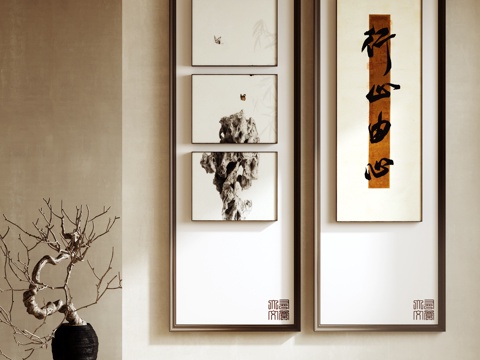 Chinese Zen Hanging Painting Frame Ink Painting Art Painting Tea Room Painting