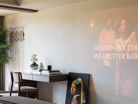 Modern desk and chair projection wall