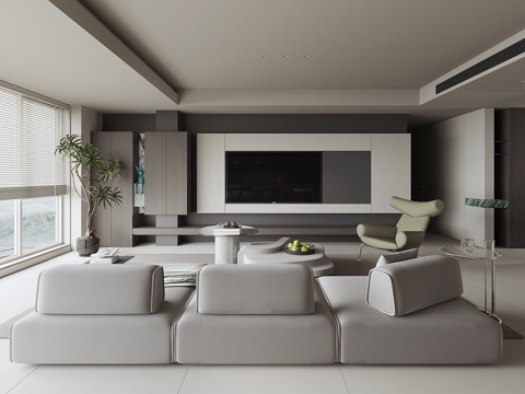 Modern Large Flat Floor Living Room