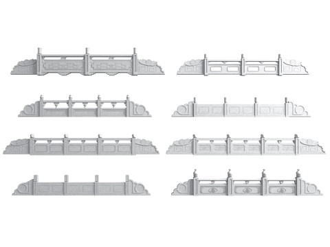 Chinese-style stone railings, bridge railings, river guardrails