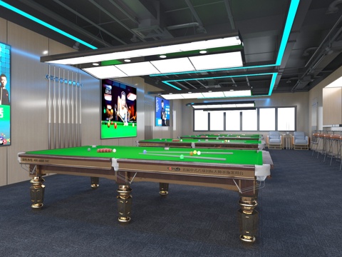 Modern billiard room table cue