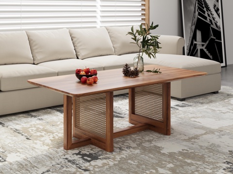 Nordic Rectangular Coffee Table Rattan Coffee Table