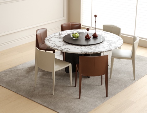 Modern round dining table and chair