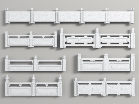 Chinese-style stone railings, bridge railings, river guardrails