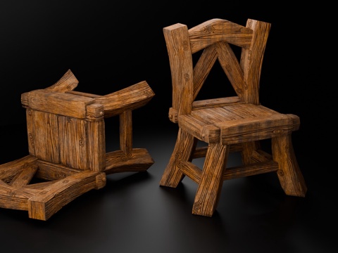 European game props medieval wooden chair chair