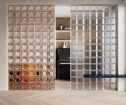 Modern glass brick partition