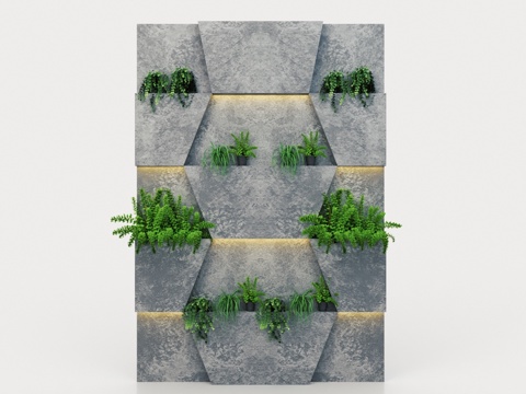 Modern green plant wall moss wall cement wall