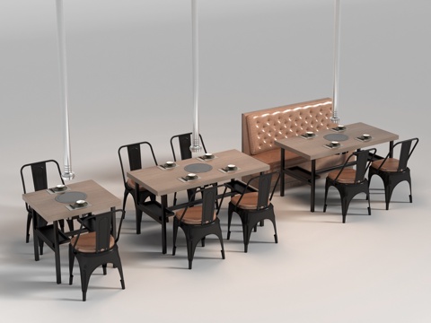 Industrial Style Barbecue Card Seat Dining Table and Chair