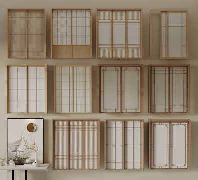 Japanese-style sliding door folding door lattice door double door