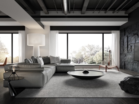 High gray living room