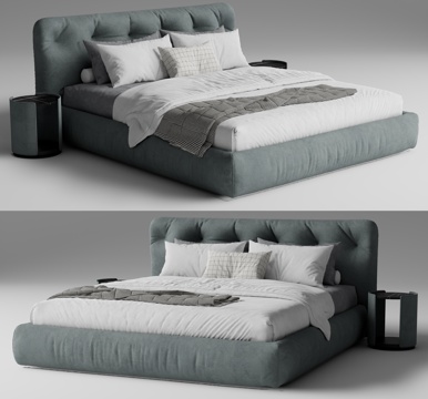 Modern Double Bed Fabric Bed Floor Bed Master Bedroom Bed