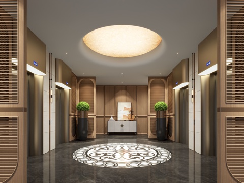 New Chinese Hotel Elevator Hall Elevator Hall Aisle Elevator Room