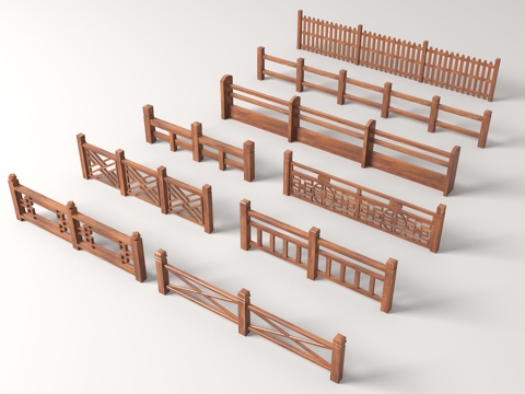 Chinese-style Wooden Railing Wooden Railing River Railing Bridge Railing Fence Fence Fence Fence