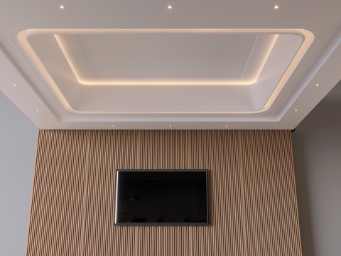 Modern Square Ceiling Grille TV Wall