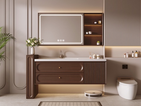 Modern Solid Wood Bathroom Cabinet Wash Cabinet