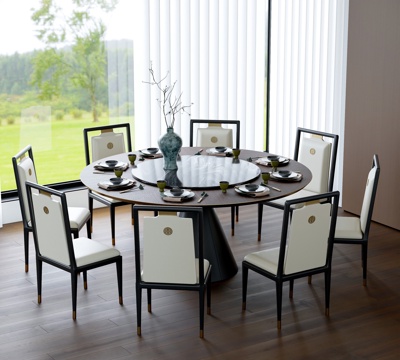 New Chinese Dining Table and Chair Round Dining Table and Chair