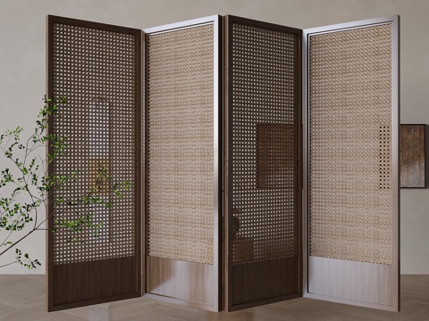 Silent Rattan Screen Folding Screen