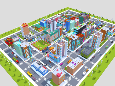 cartoon city block