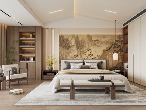 New Chinese-style master bedroom