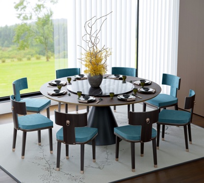 New Chinese Dining Table and Chair Round Dining Table and Chair