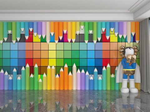 Modern rainbow crayon Wall