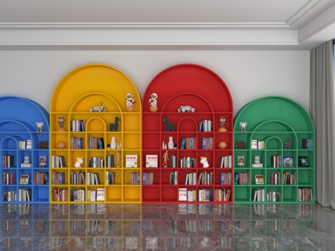 Modern dopamine bookcase